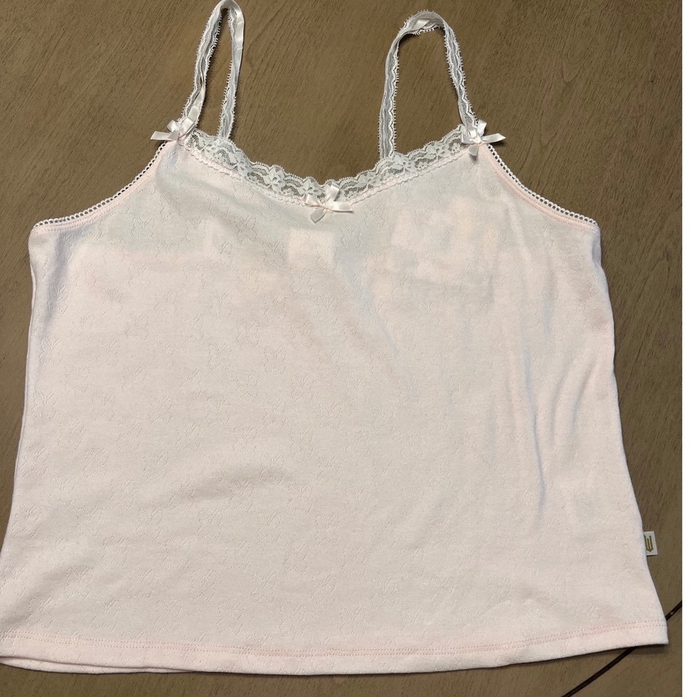 NWT WICKED Wildflower Cases Pink Butterfly Pointelle Lace Trim Bow Cami Top XXL